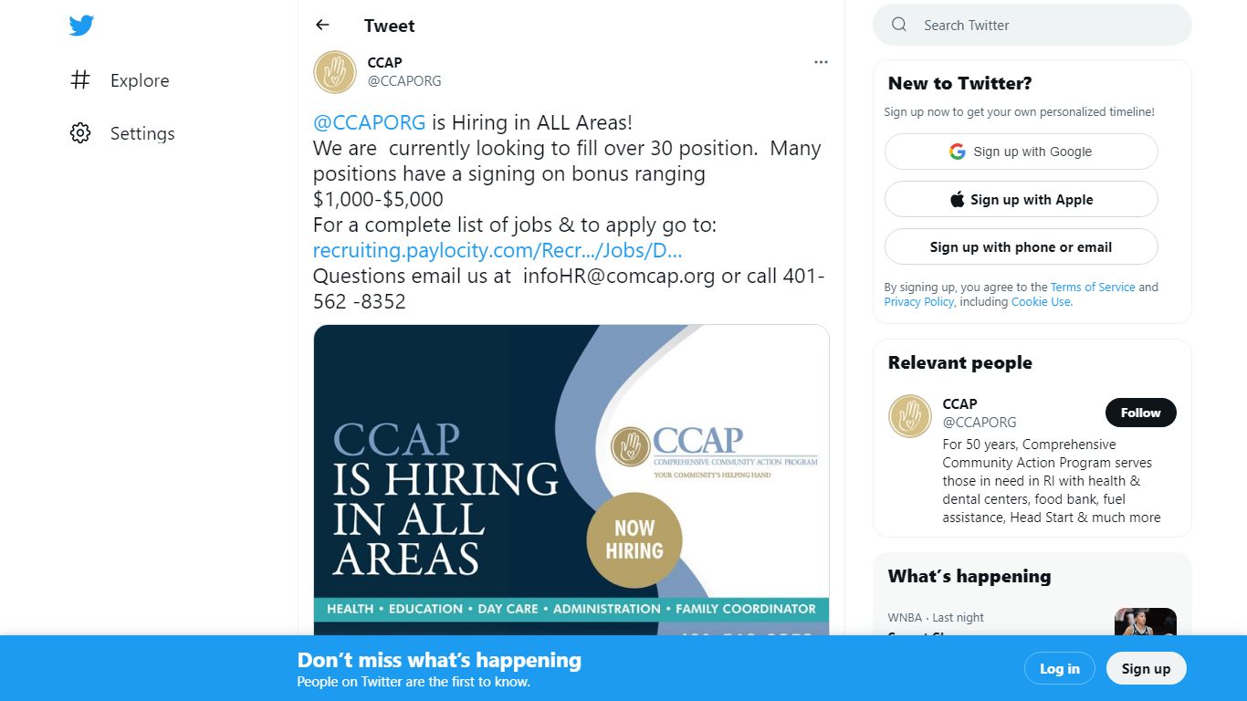 CCAP on Twitter: "@CCAPORG is Hiring in ALL Areas! We are currently ...